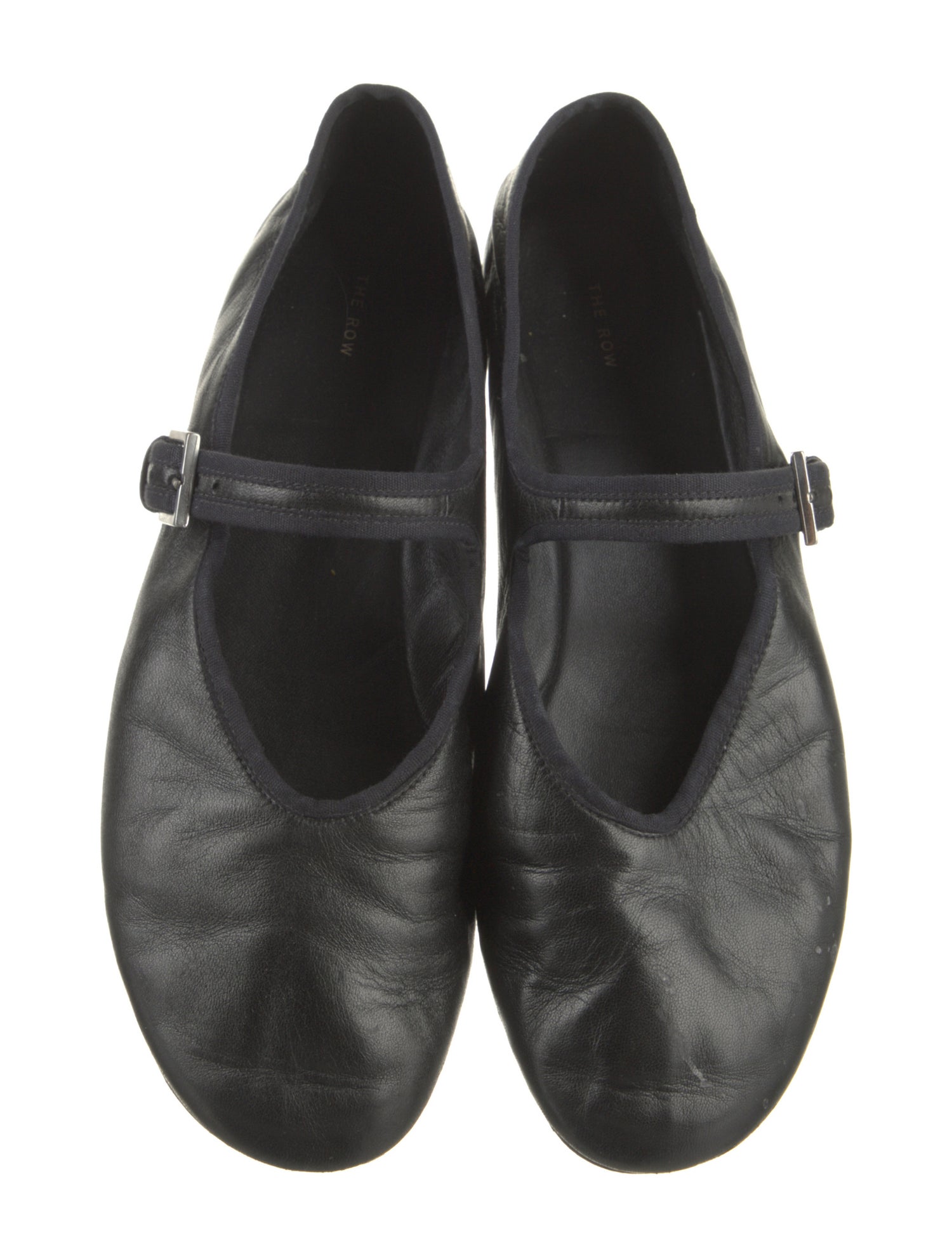 The Row Leather Grosgrain Trim Mary Jane Flats