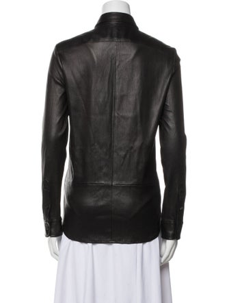 The Row Lambskin Long Sleeve Button-Up Top
