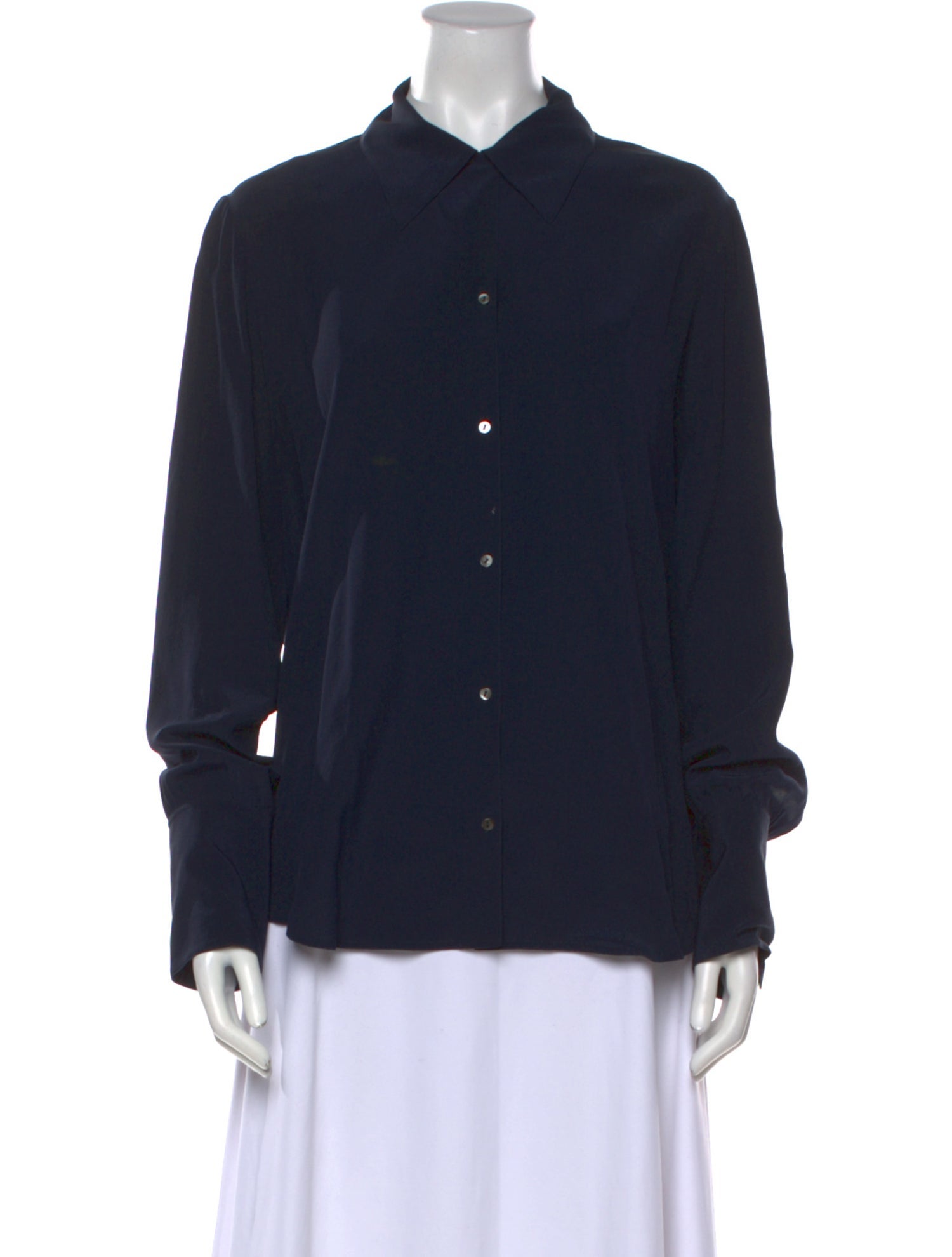 The Row Silk Long Sleeve Button-Up Top