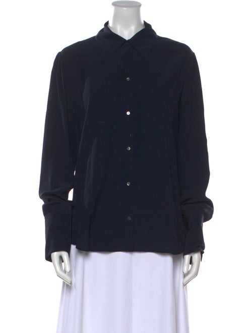 The Row Silk Long Sleeve Button-Up Top