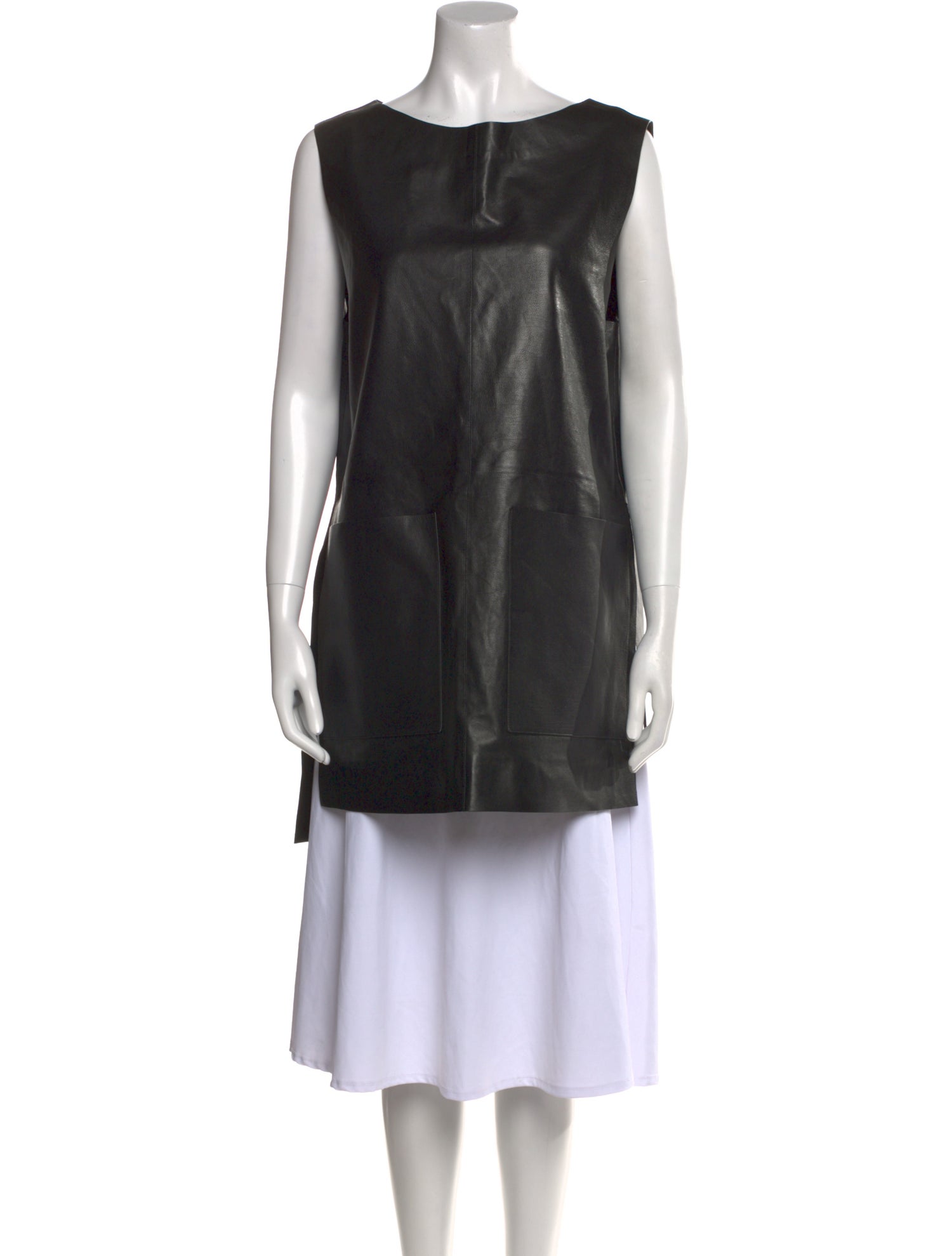 The Row Leather Bateau Neckline Tunic