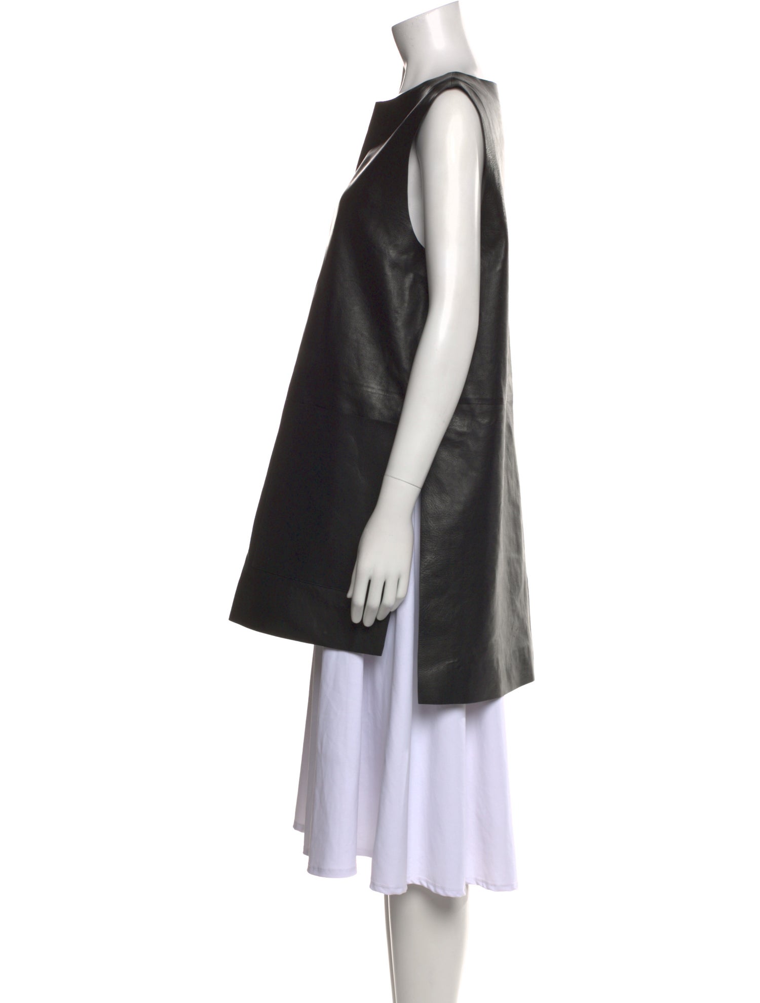 The Row Leather Bateau Neckline Tunic