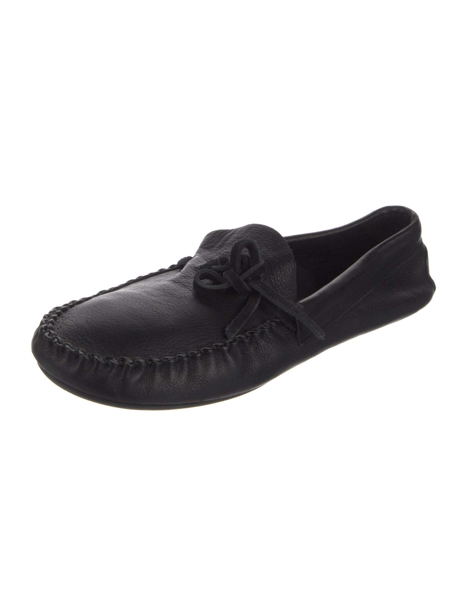 The Row Leather Bow Accents Moccasins