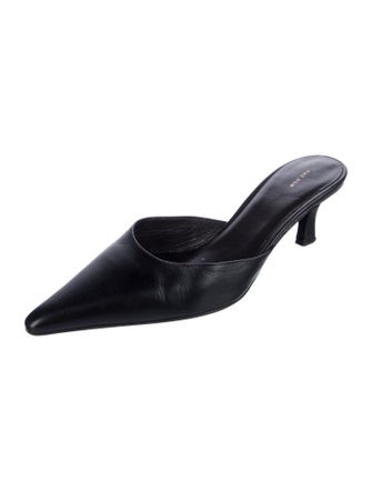 The Row Leather Mid Heel Mules