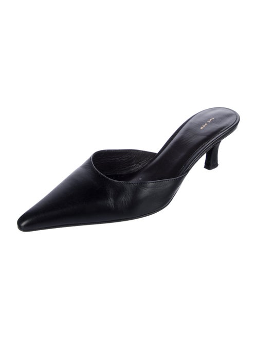 The Row Leather Mid Heel Mules