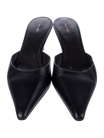The Row Leather Mid Heel Mules