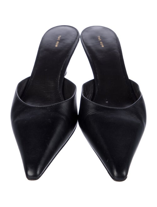 The Row Leather Mid Heel Mules