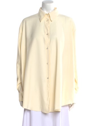 The Row Silk Long Sleeve Button-Up Top