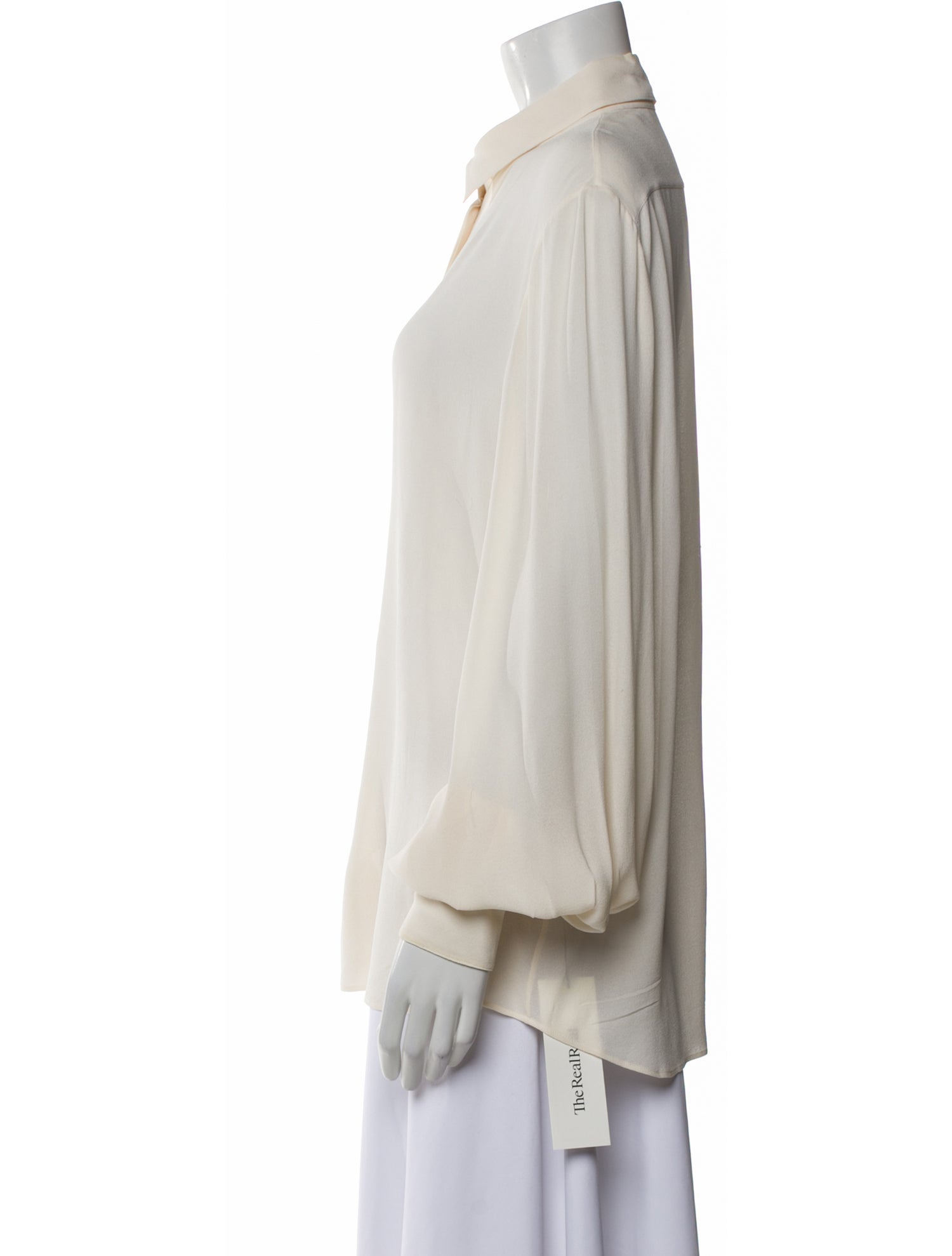 The Row Silk Long Sleeve Button-Up Top