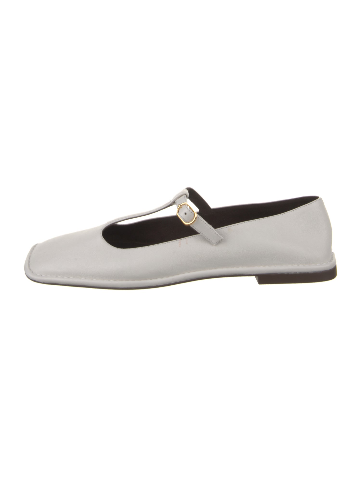 The Row Square Leather Mary Jane Flats