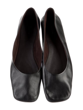 The Row Square Leather Ballet Flats