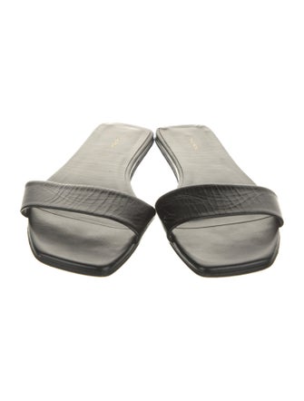 The Row Leather Colorblock Pattern Slides