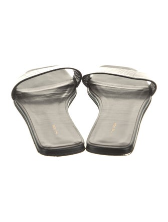 The Row Leather Colorblock Pattern Slides