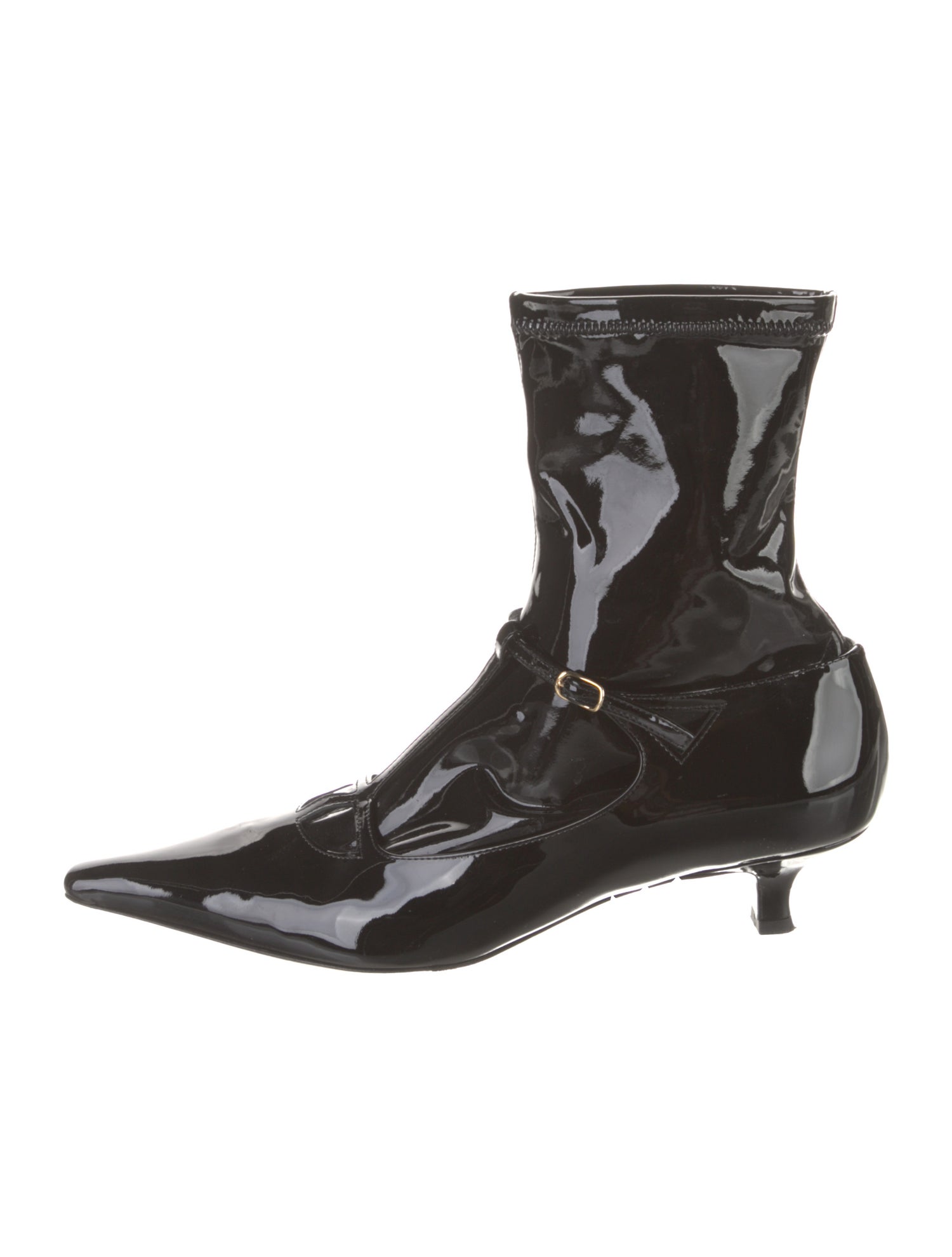 The Row Patent Leather Animal Print Sock Boots