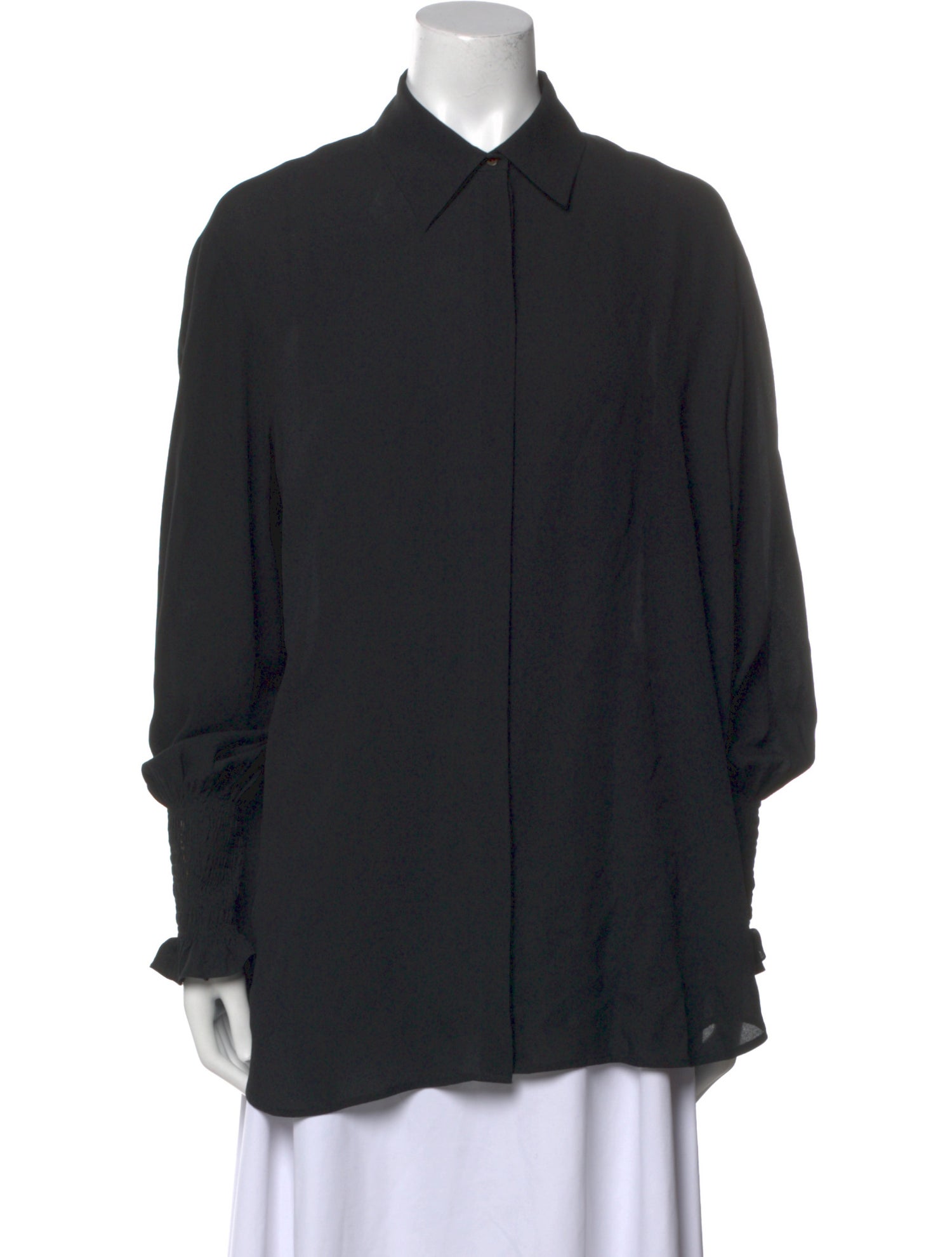 The Row Silk Long Sleeve Button-Up Top
