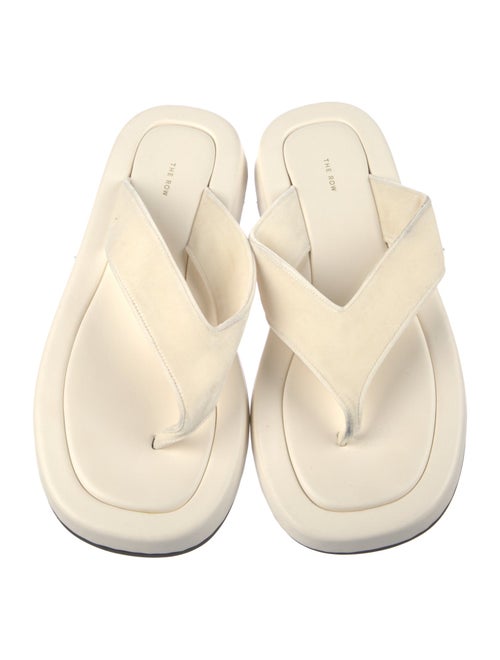 The Row Ginza Velvet Flip Flops