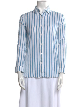 The Row Striped Long Sleeve Button-Up Top