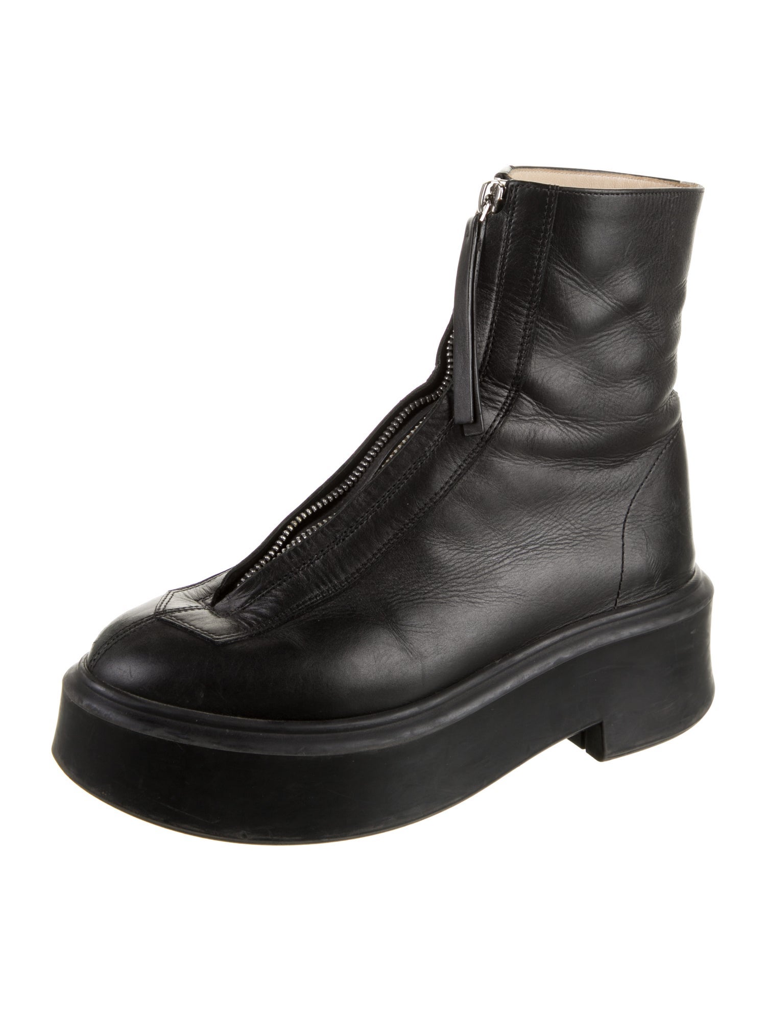 The Row Zipped 1 Leather Combat Boots