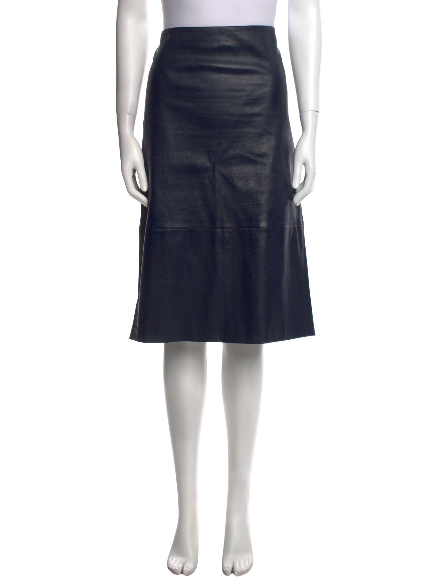 The Row Leather Knee-Length Skirt
