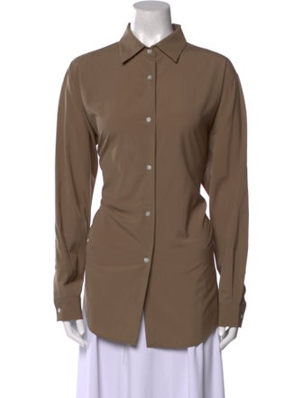 The Row Virgin Wool Long Sleeve Button-Up Top