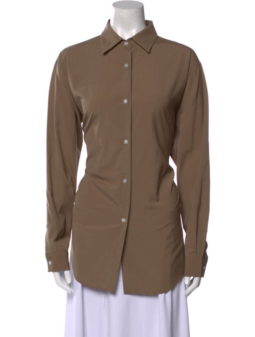 The Row Virgin Wool Long Sleeve Button-Up Top
