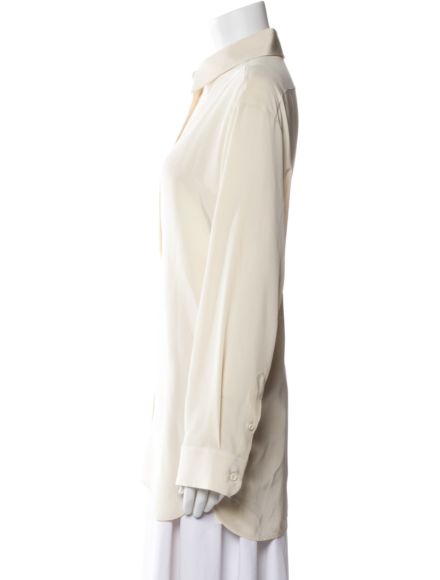 The Row Silk Long Sleeve Button-Up Top