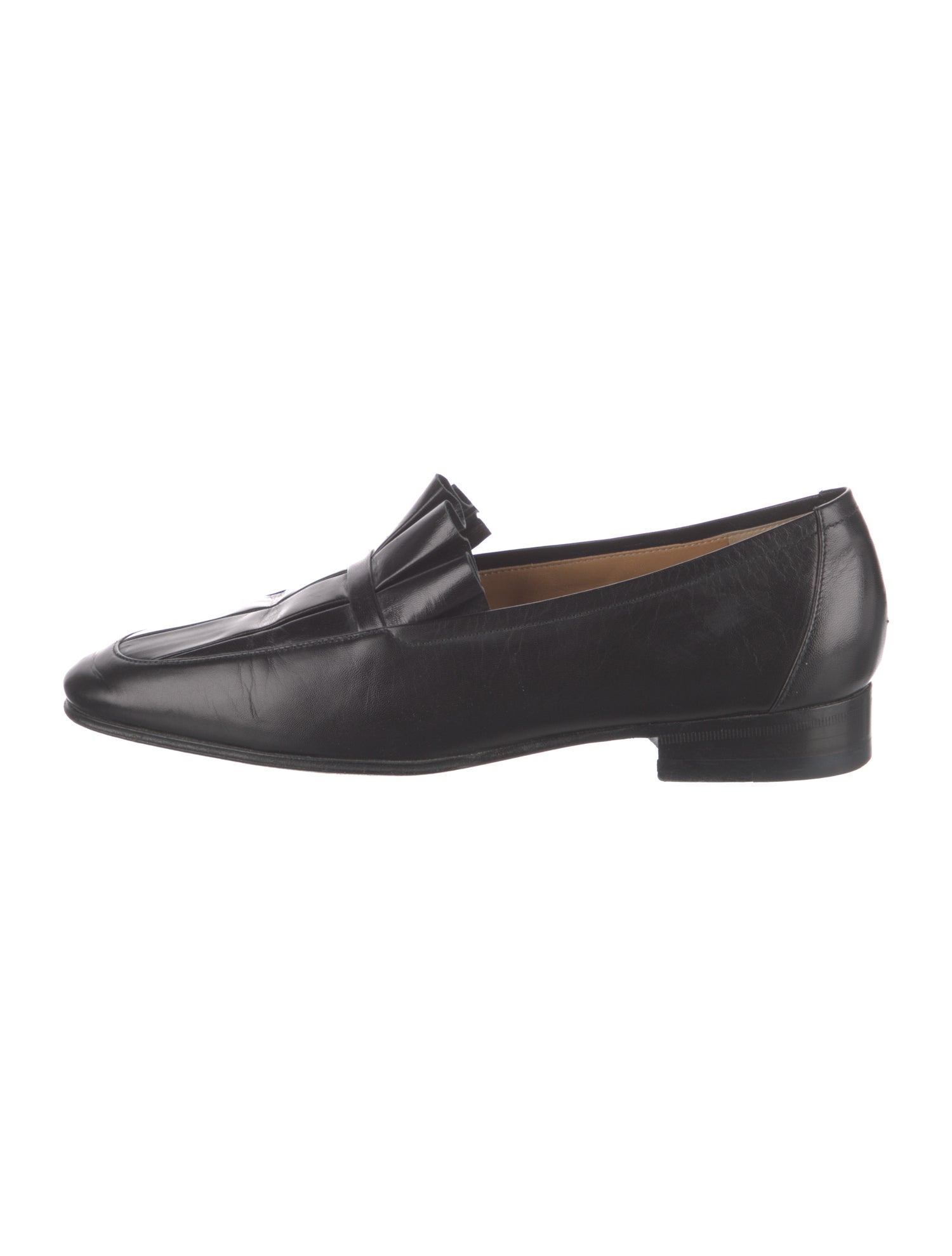 The Row Leather Pleated Accents Loafers