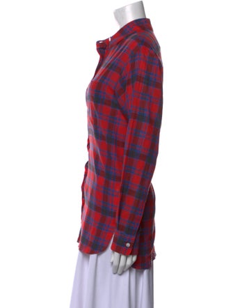 The Row Plaid Print Long Sleeve Button-Up Top