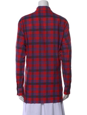 The Row Plaid Print Long Sleeve Button-Up Top