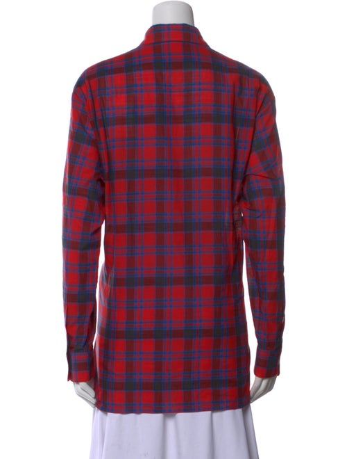 The Row Plaid Print Long Sleeve Button-Up Top