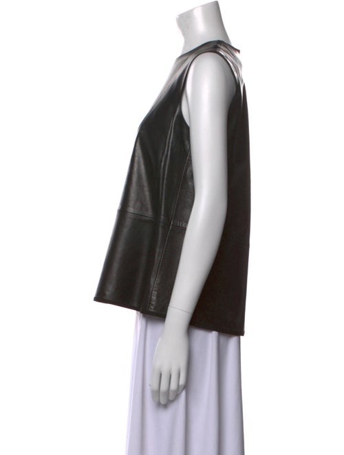 The Row Leather Crew Neck Top