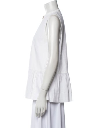 The Row Crew Neck Sleeveless Button-Up Top