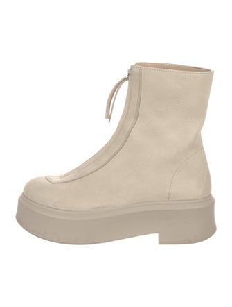 The Row Zipped 1 Leather Lace-Up Boots