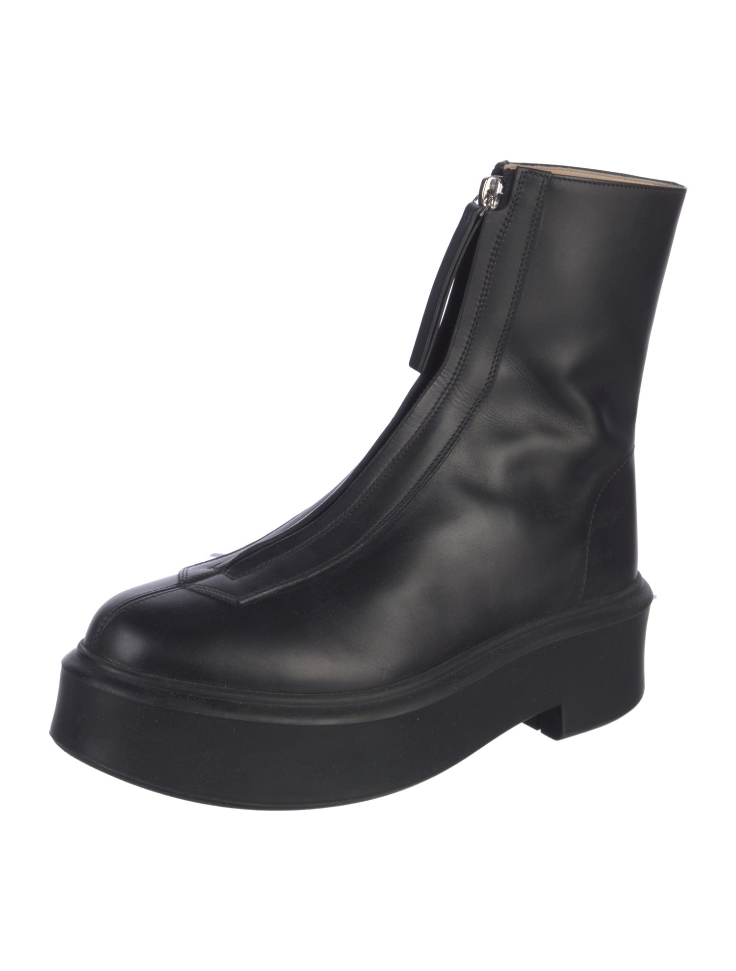 The Row Zipped I Leather Combat Boots