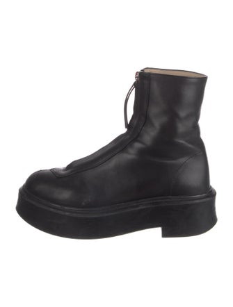 The Row Leather Combat Boots