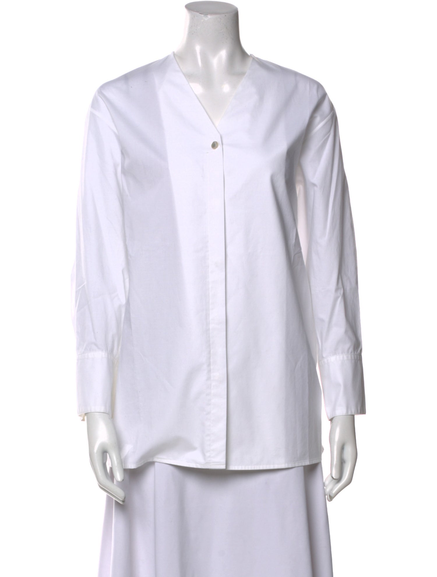 The Row V-Neck Long Sleeve Button-Up Top