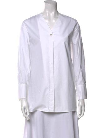 The Row V-Neck Long Sleeve Button-Up Top