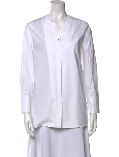 The Row V-Neck Long Sleeve Button-Up Top