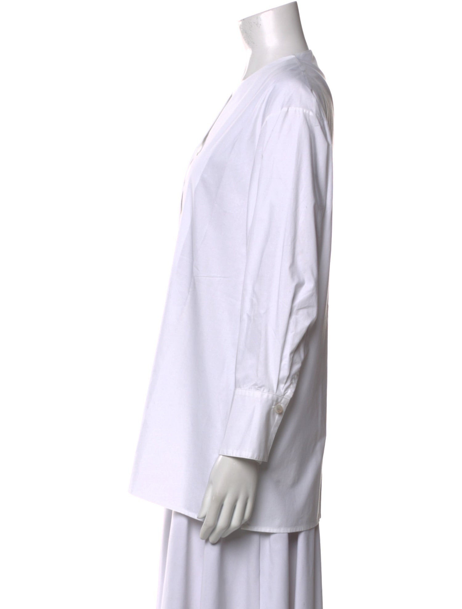 The Row V-Neck Long Sleeve Button-Up Top