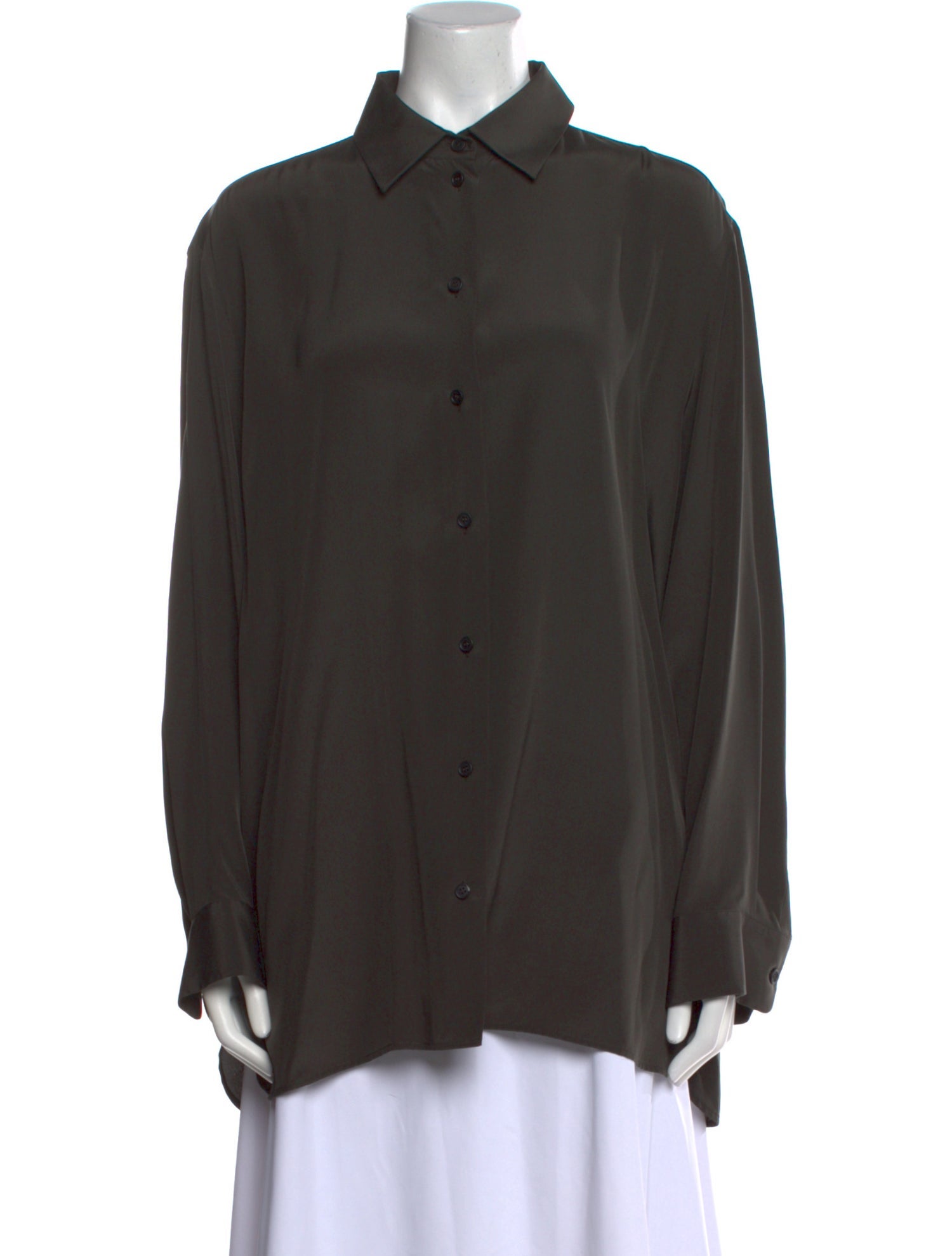 The Row Silk Long Sleeve Button-Up Top