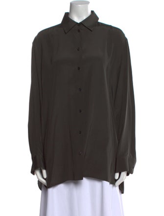 The Row Silk Long Sleeve Button-Up Top