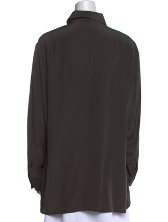 The Row Silk Long Sleeve Button-Up Top