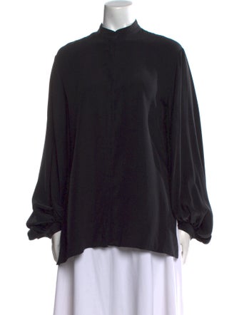 The Row Silk Mock Neck Blouse