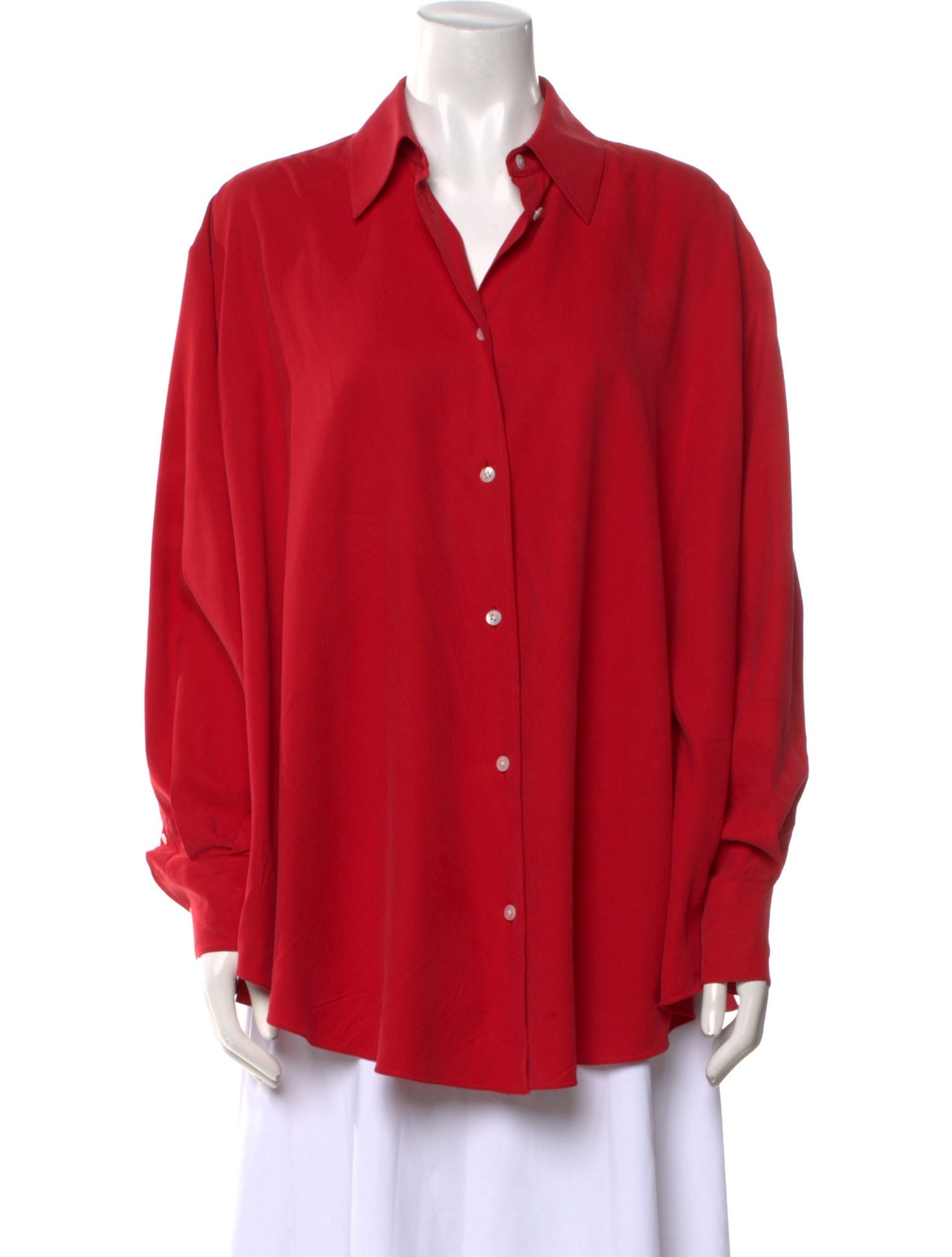 The Row Silk Long Sleeve Button-Up Top
