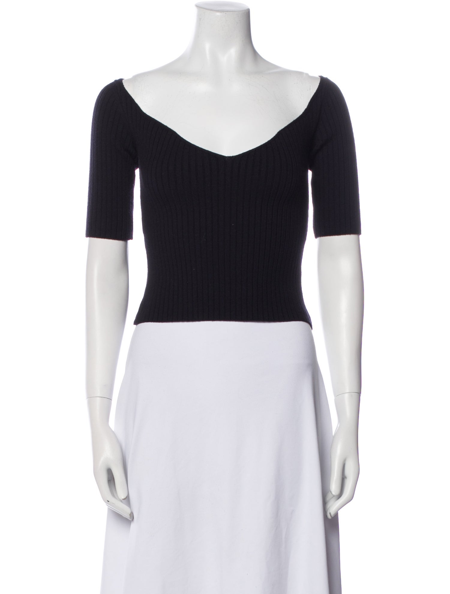 The Row Virgin Wool V-Neck Crop Top