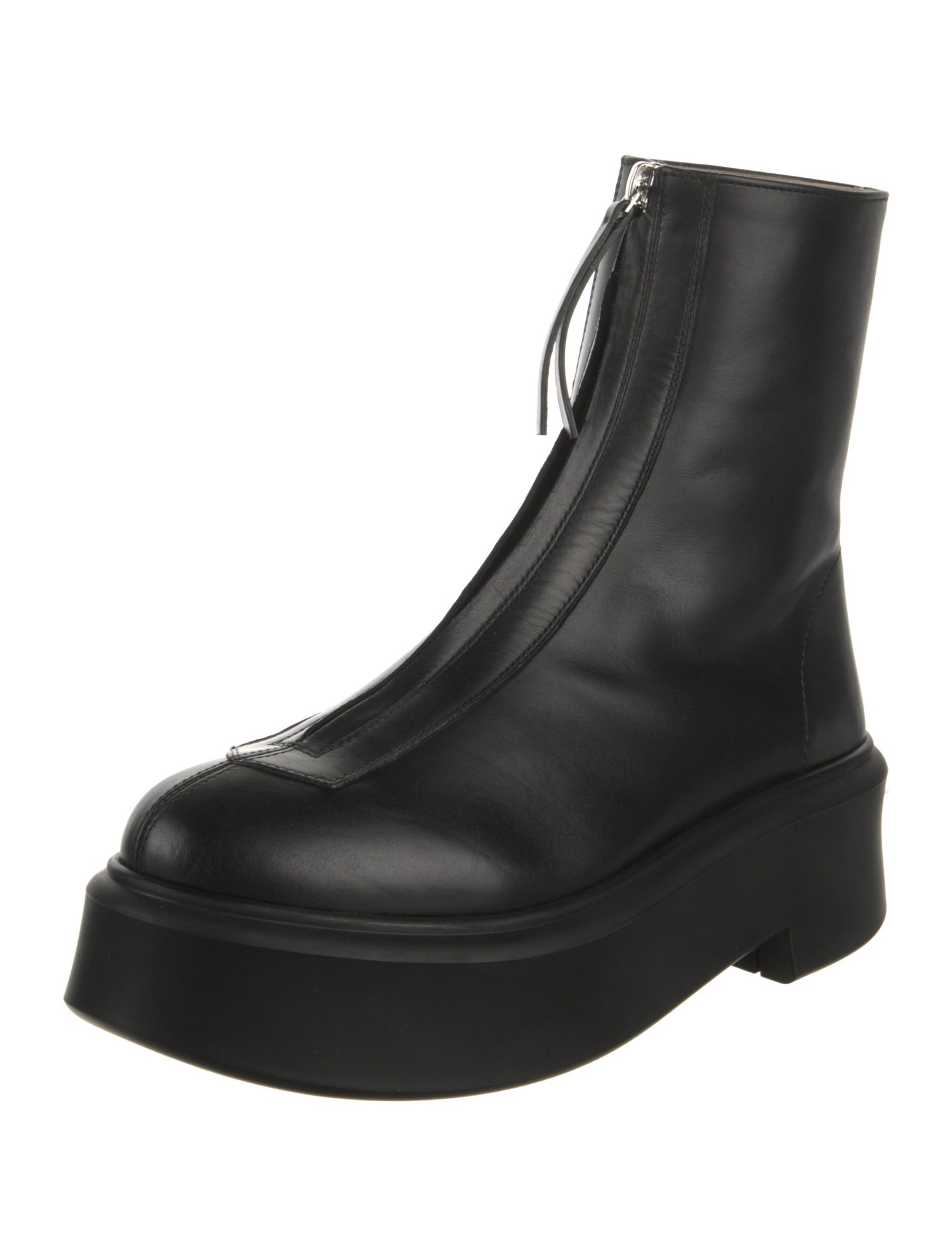 The Row Zipped Boot 1 Leather Combat Boots