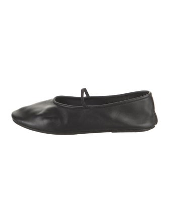 The Row Leather Mary Jane Flats