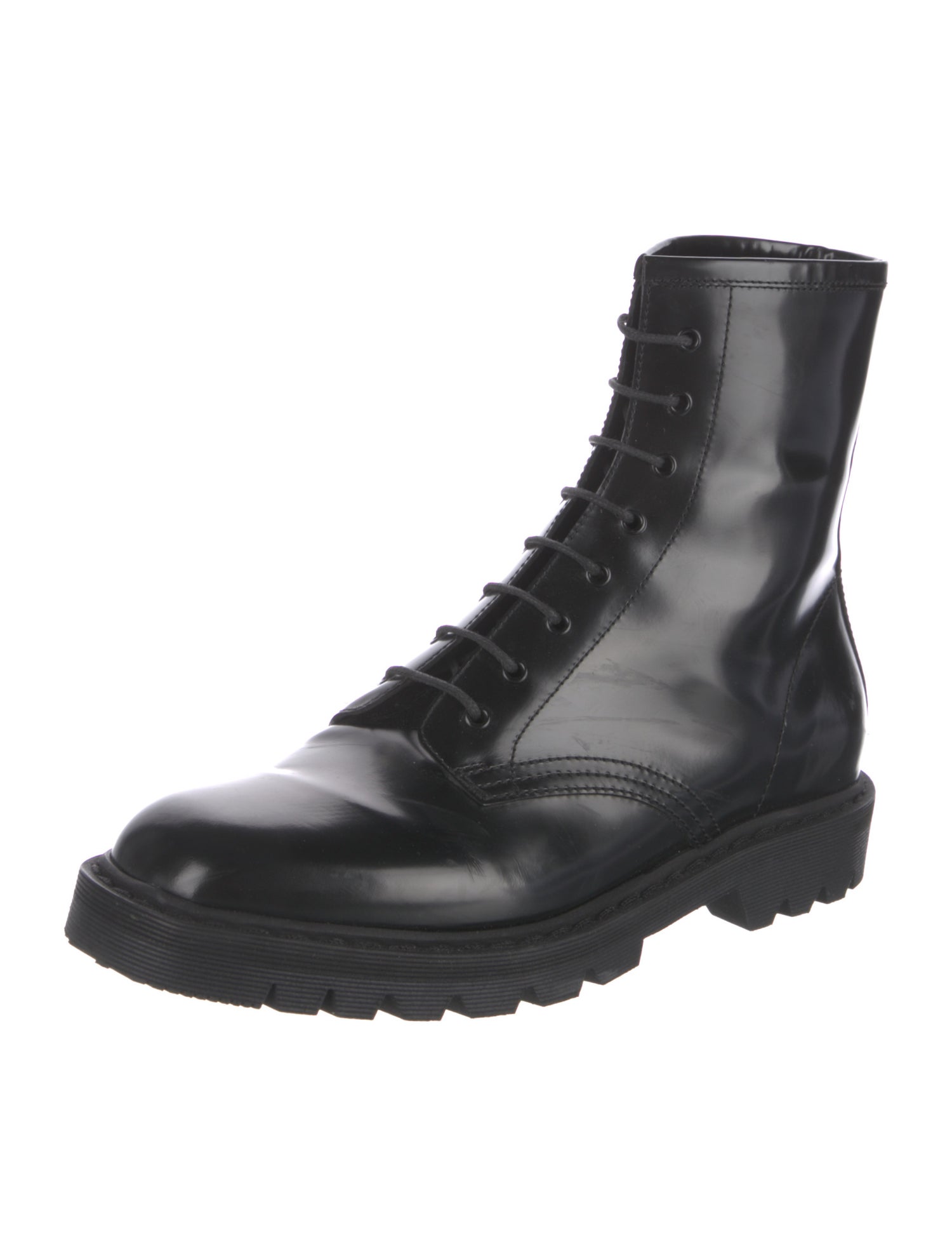 The Row Patent Leather Combat Boots