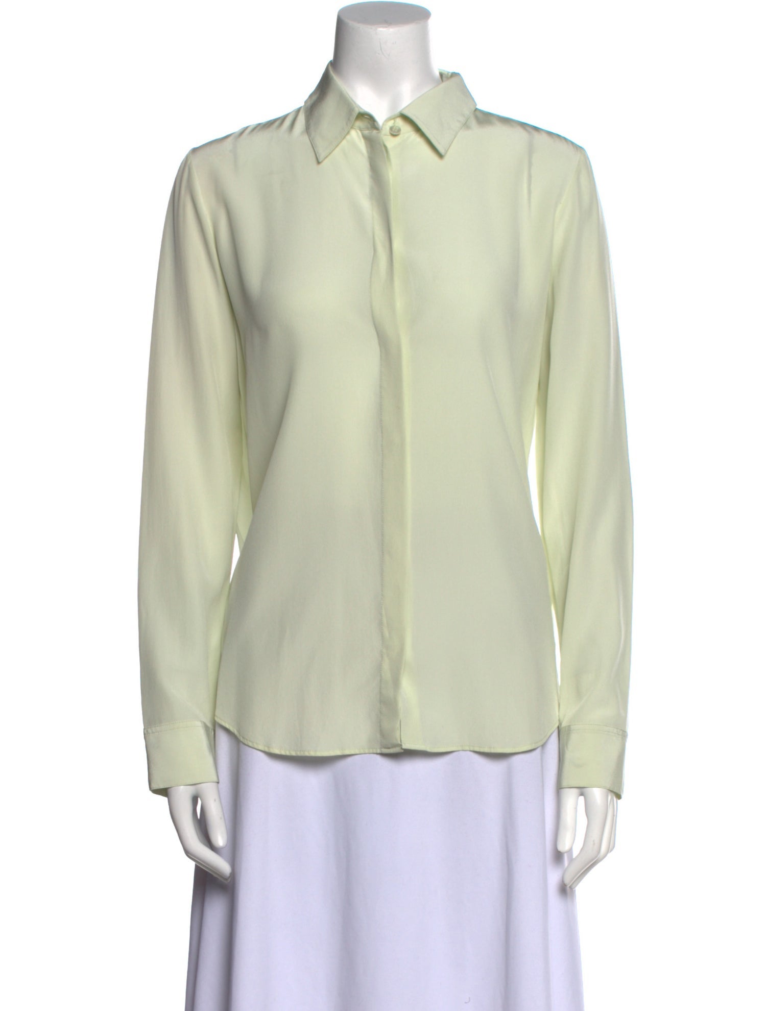 The Row Silk Long Sleeve Button-Up Top