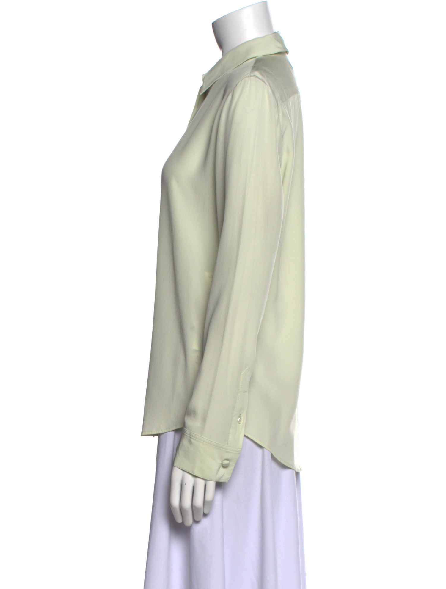 The Row Silk Long Sleeve Button-Up Top